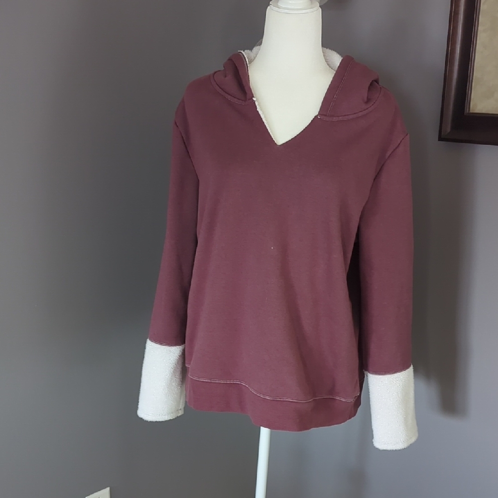 3 For $30. Dylan Mauve Hooded Boxy Sweatshirt